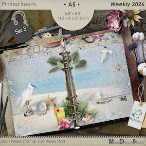 A5 2026 Weekly Planner Refill, Agenda Inserts 2026, Set No. 3