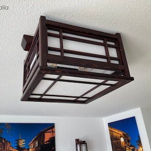 lampadario grande shoji artigianale , lampadario orientale in legno , lampadario doppia lampadina legno carta di riso , lampadario massiccio
