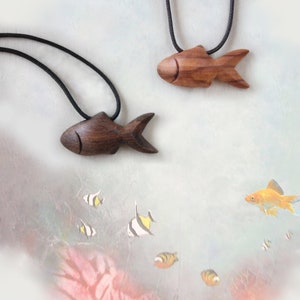 handcrafted hardwood fish pendant, sea lover gift, carved fish pendant necklace, wooden symbolic fish, little fish