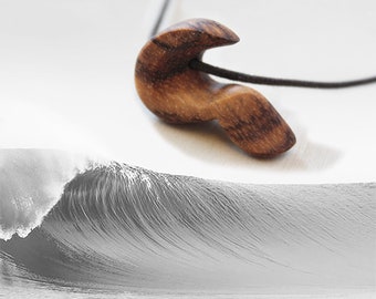 pendentif de vague marine de bois dur, pendentif de symbole de vague, pendentif d'artisanat de vague de mer, pendentif de vague surf