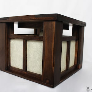 lustre oriental de style artisanal en bois et papier de riz, lustre rustique, lustre chaud, applique de plafond