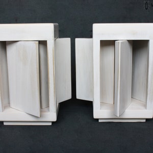 Paire d'abat-jour en bois blanc, paire de lampes de chevet, lampes de table image 4