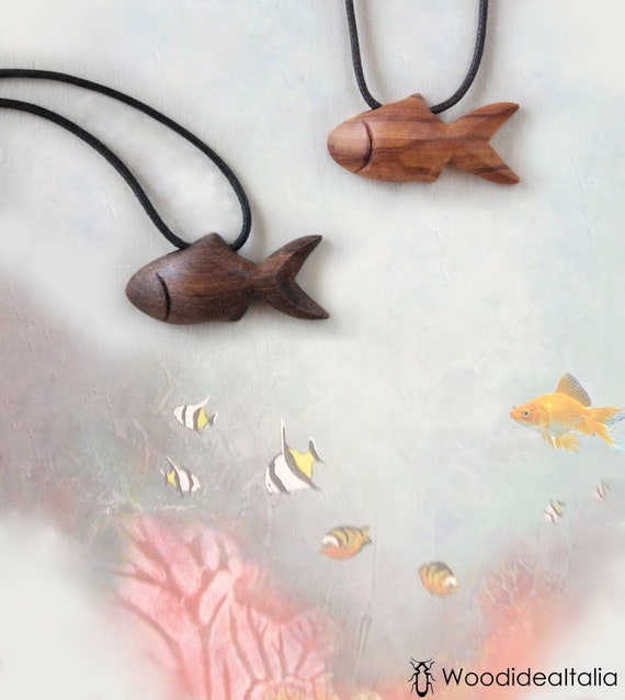 Handcrafted Hardwood Fish Pendant, Sea Lover Gift, Carved Fish Pendant  Necklace, Wooden Symbolic Fish, Little Fish 