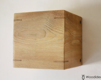 Cubic wood wall light, different essences wall lamp, rustic wood wall light, cabin wall light, custom-made wall light