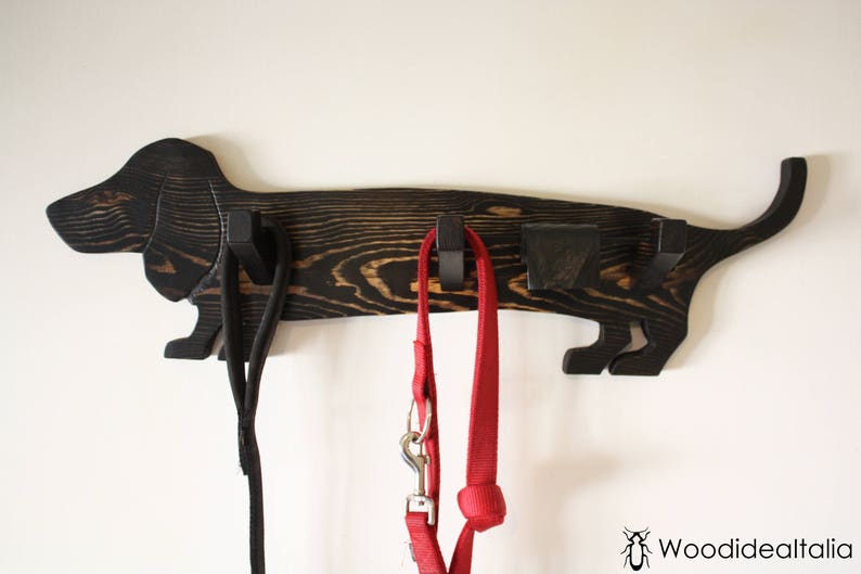 Wooden dachshund dog hanger dog leash hanging wall hanger Etsy