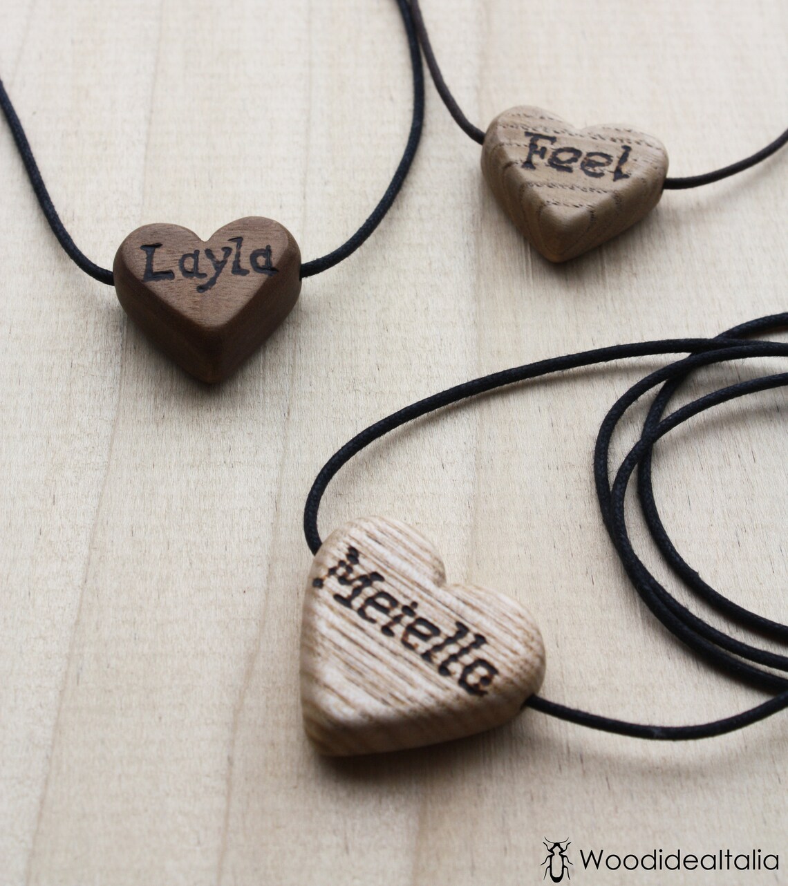Wooden Heart Pendant With Name Customizable Heart Heart With Etsy UK