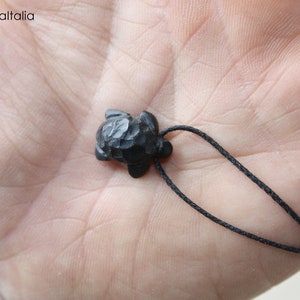 micro turtle pendant carved in ebony wood, necklace with turtle pendant, small stylized turtle sculpture