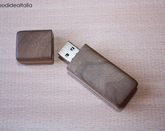 USB-stick van walnoot- en beukenhout, 32 GB, 64 GB, 128 GB, 3.0, elegante USB-stick, houten geschenk, gemaakt in Italië.