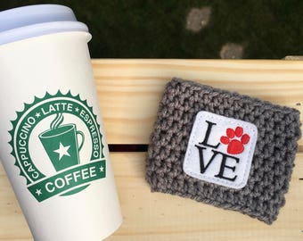 Pet Lover Coffee Cozy: Crochet Paw Print Sleeve