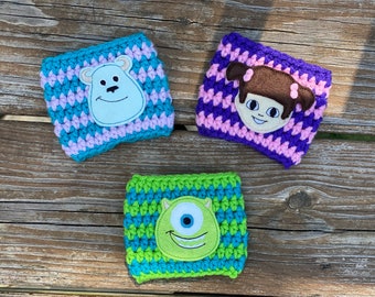 Mike, Sulley, and Boo Inspired Coffee Cozy