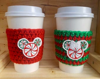 Mr and Mrs Mouse Peppermint Coffee Cozy