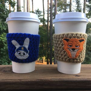 Zootopia Inspired Crochet Coffee Cozy
