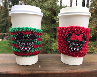 Mr and Mrs Mouse Christmas Sweater Coffee Cozy