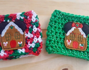 Mr and Mrs Mouse Gingerbread House Coffee Cozy