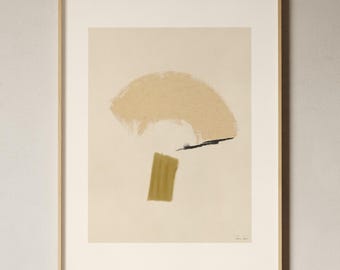 Minimalist Fan Collage Art Print: Neutral Textured Wall Decor