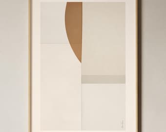 Textured Abstract Art Print: Cream & Brown Nordic Japandi Style