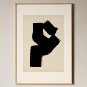 Moderne zwarte kunst, Wabi Sabi-print, zwart-beige kunst, Japandi-kunst, hedendaagse kunst, zwarte kunstprint, minimalistische kunst, Scandinavische kunst