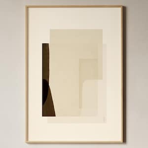 Arte texturizado en tonos crema y marrón, impresión abstracta neutra, póster minimalista, arte mural contemporáneo, póster de arte abstracto, impresión de collage abstracto