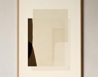 Textured Abstract Art Print: Neutral Cream & Brown Collage