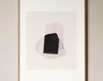 Print abstracte zwarte vormen: minimalistische noordse muurkunst (digitale print)