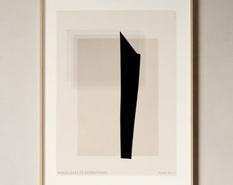 Teksturowany, abstrakcyjny wydruk artystyczny: Minimalistyczny plakat wystawowy w czerni i kremie