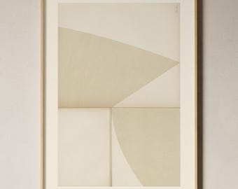 Cream Textured Art Print: Neutral Abstract Geometric Poster