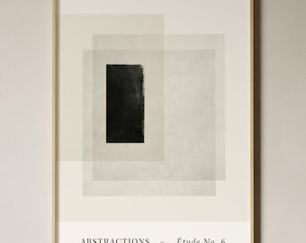 Impresión de galería de arte abstracto: arte mural escandinavo modernista en blanco y negro