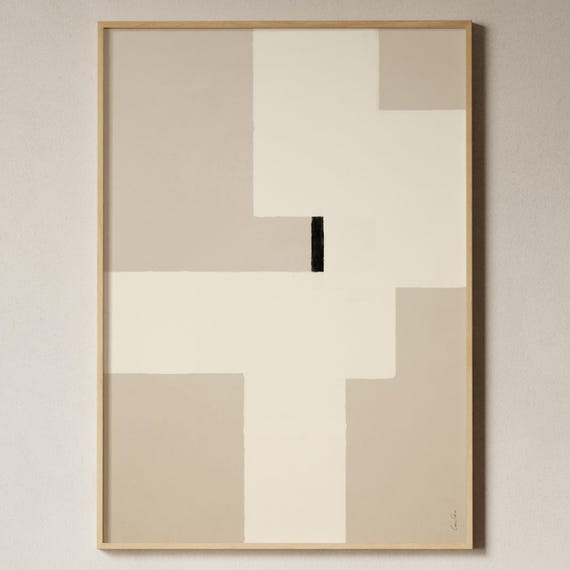 Neutral Abstract Art Print: Textured Beige Wall Decor