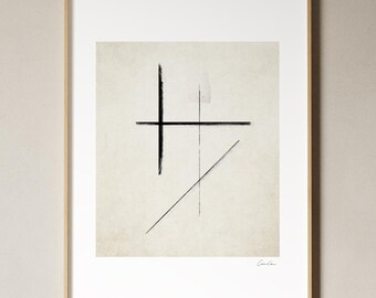 Impresión de arte abstracto minimalista: póster de exposición Giclée en blanco y negro