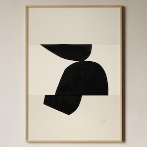 Stampa astratta in bianco e nero, Arte Japandi, Collage di carta, Stampa astratta moderna, Arte collage, Arte Wabi Sabi, Arte scandinava minimalista