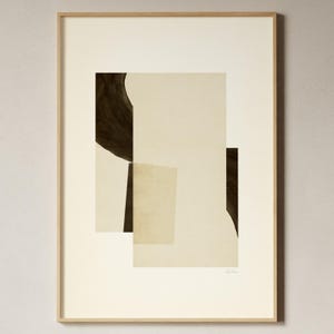 Impresión texturizada en beige y negro, impresión de collage abstracto, impresión abstracta neutra, póster minimalista, arte mural contemporáneo, póster de arte abstracto