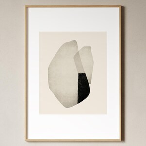 Impresión artística abstracta Giclée, póster de arte abstracto, impresión artística en beige y negro, impresión física, envío gratuito, arte mural contemporáneo impreso
