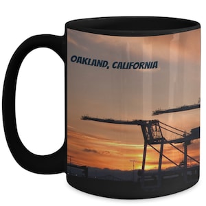 Sunset in Oakland California at Port of Oakland Cranes