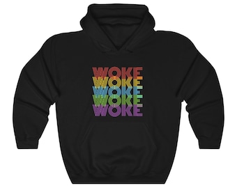 Colorful Woke Woke Unisex Heavy Blend Hooded Sweatshirt Blm Social Justice Civil Rights