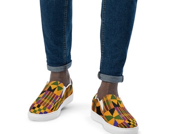 Kente Zapatillas de lona sin cordones para hombre
