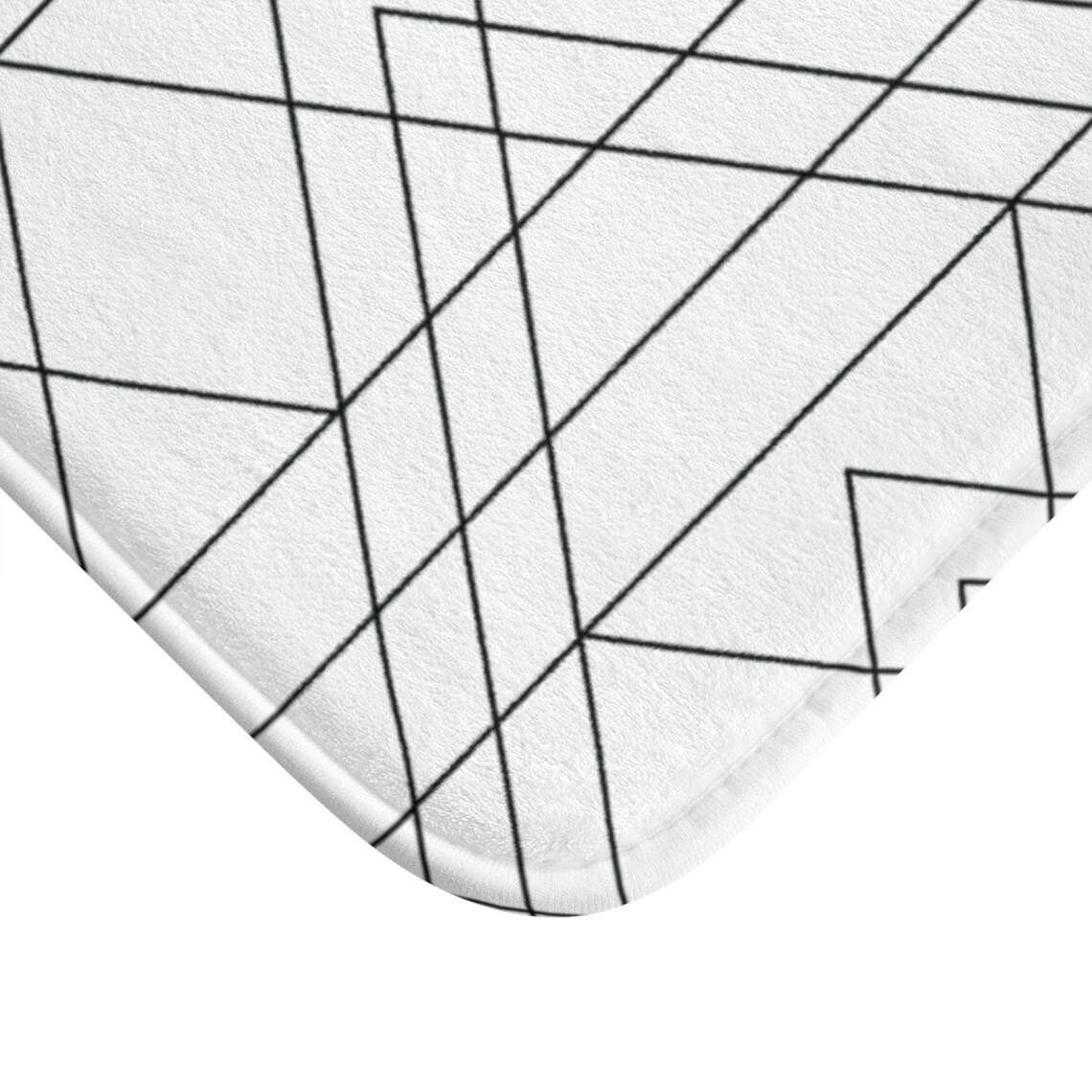Black and White Bathroom Rug Geometric Bath Mat Minimalist Etsy
