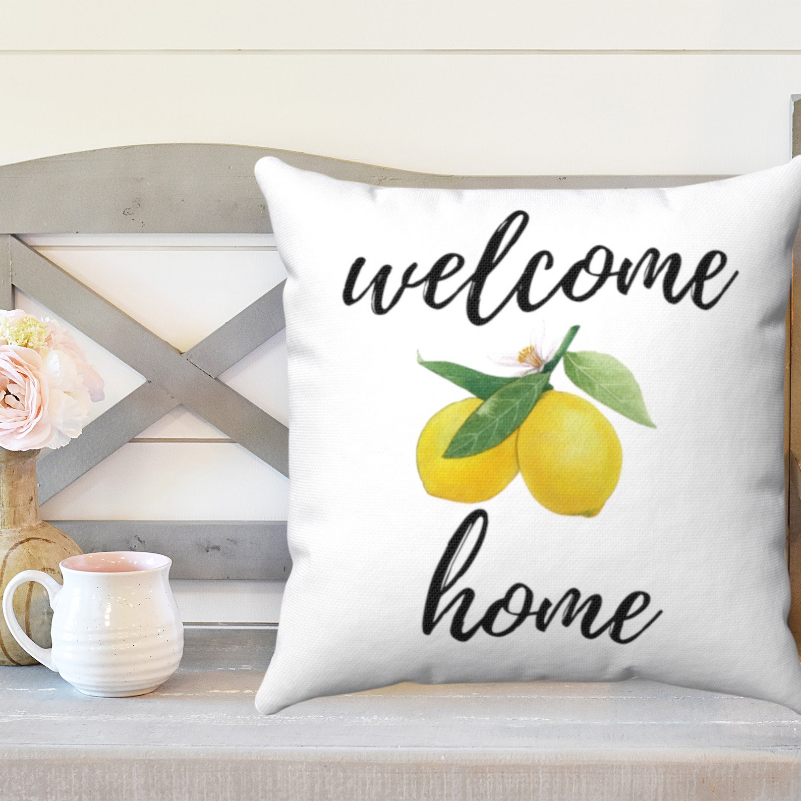 Lemon Pillow Summer Lemon Decor Welcome Throw Pillow Citrus | Etsy