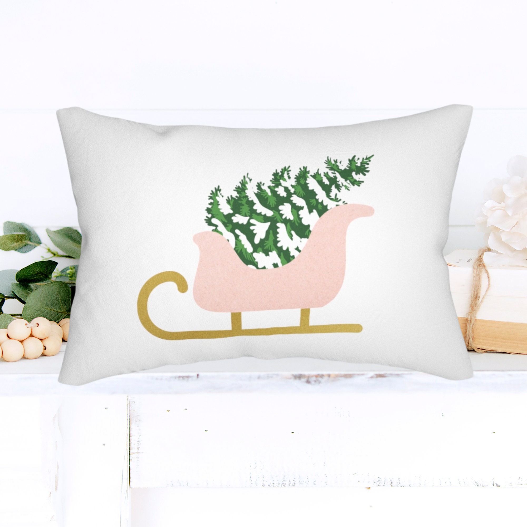 Pink Christmas Pillow Cover Christmas Tree Pillow Case Etsy