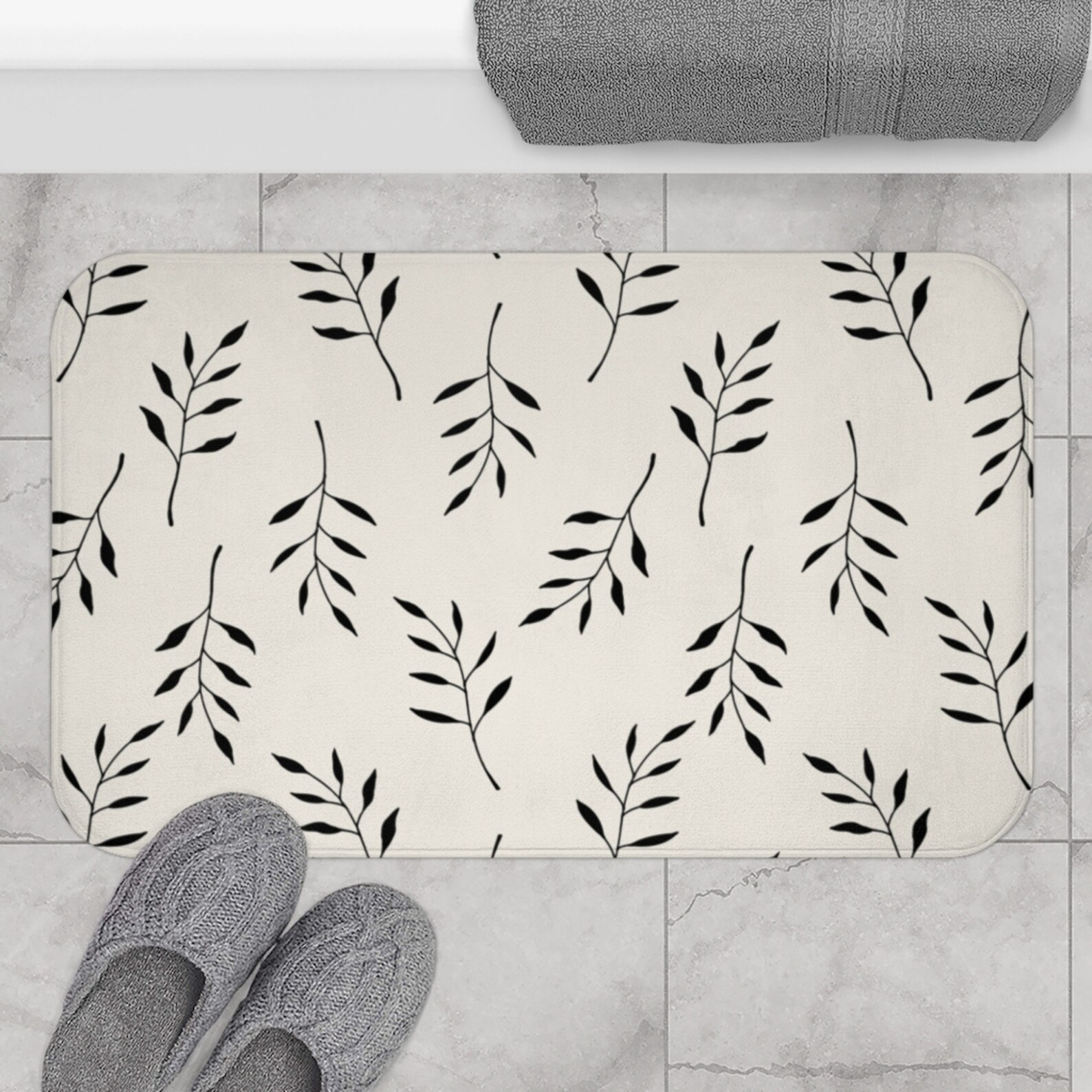 Farmhouse Bath Mat Botanical Bathroom Decor Boho Bathroom Rug Etsy
