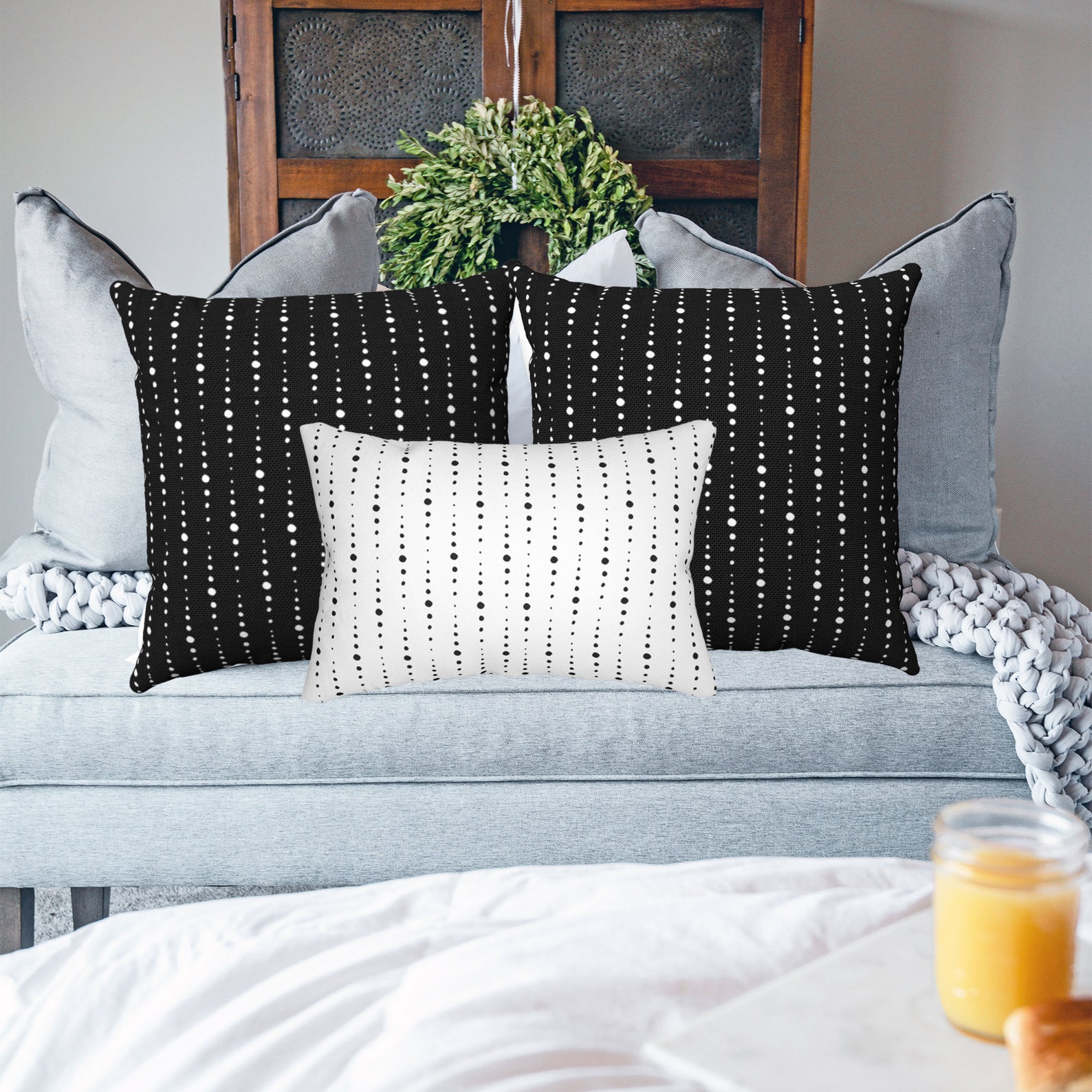 Black White Farmhouse Pillow Covers Modern Farmhouse Striped Etsy