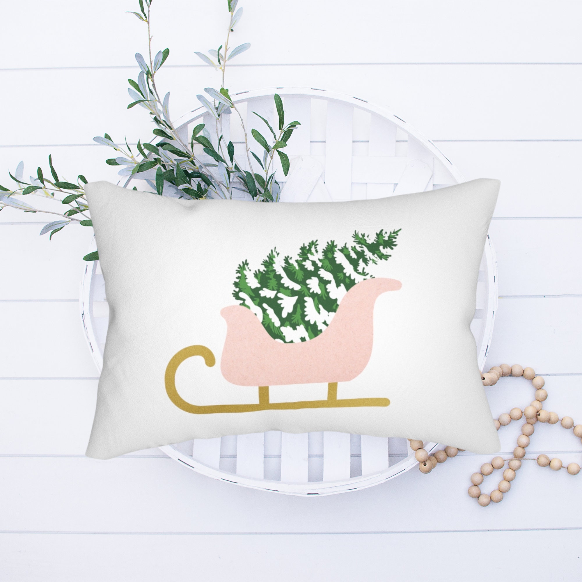 Pink Christmas Pillow Cover Christmas Tree Pillow Case Etsy