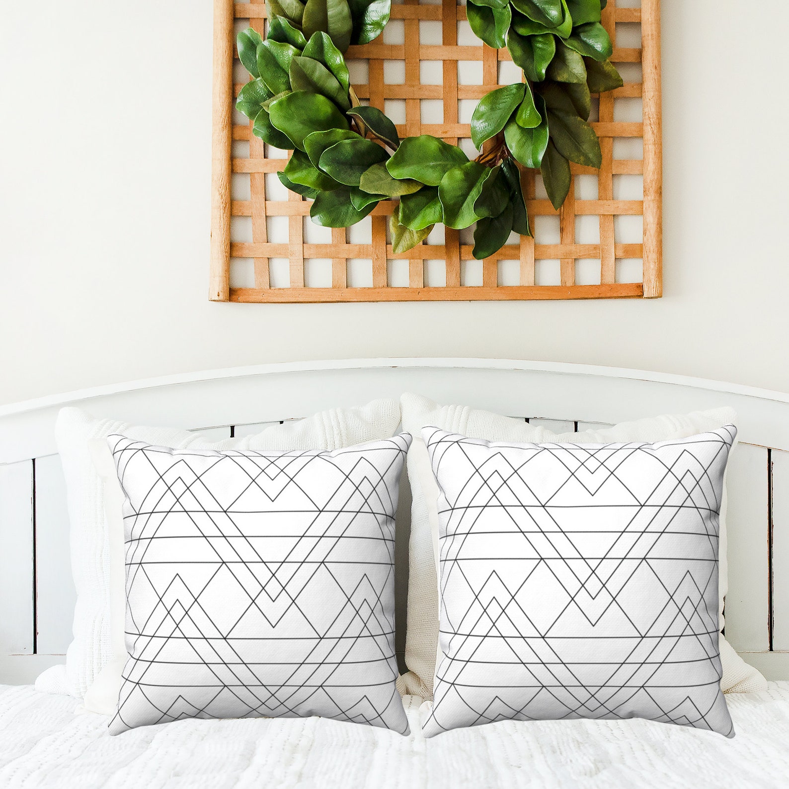 Black White Geometric Modern Farmhouse Pillows Boho Farmhouse Etsy