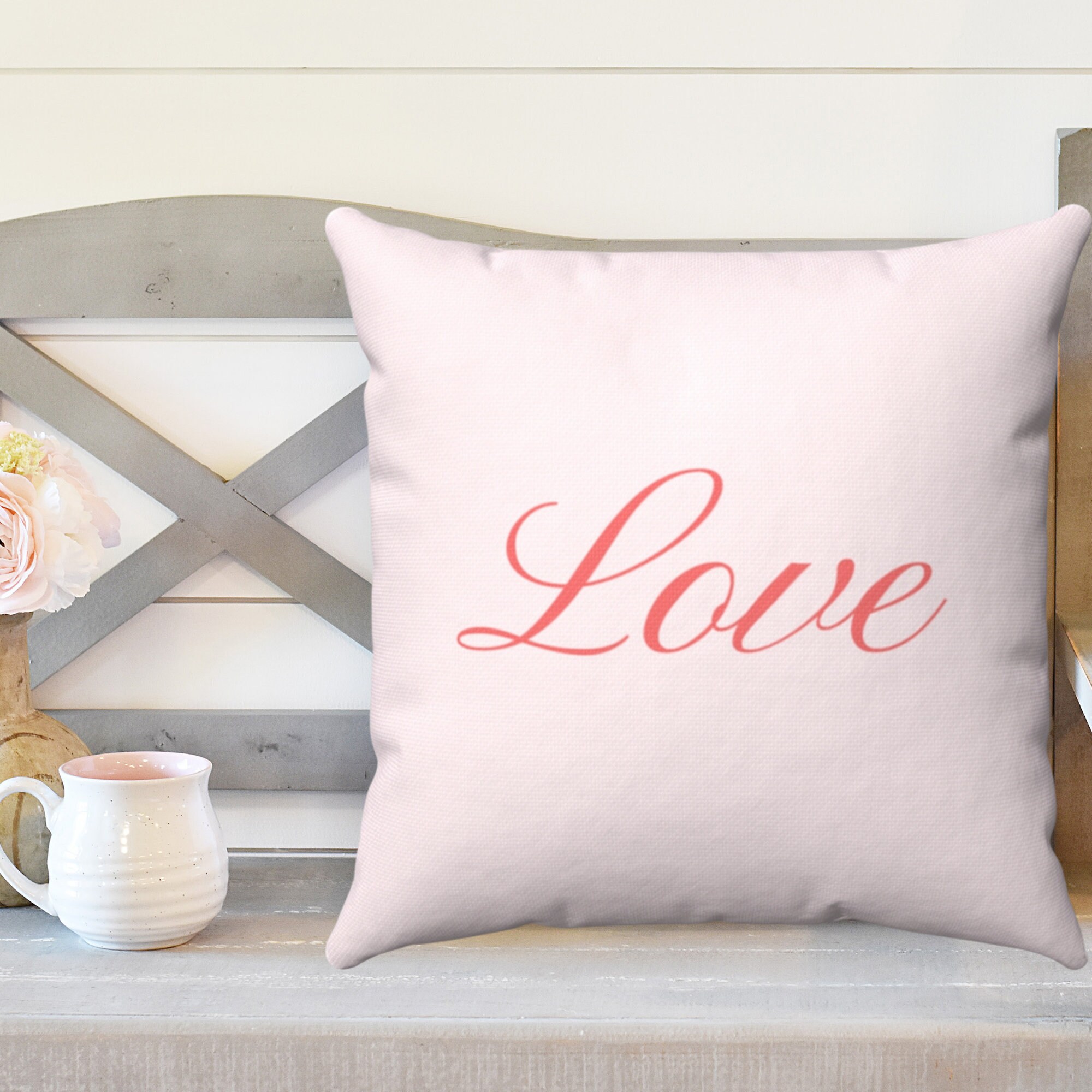 Modern Pink Love Pillow Pink Valentines Day Decor Valentines Etsy