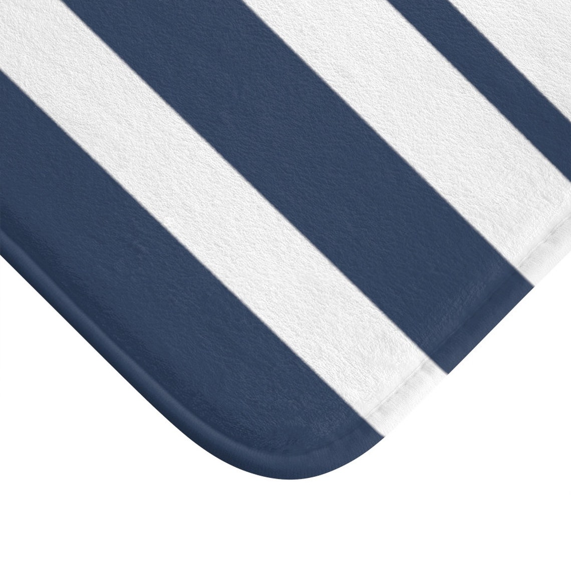 Navy Bath Mat Striped Bath Mat Navy Bathroom Rugs Blue Etsy