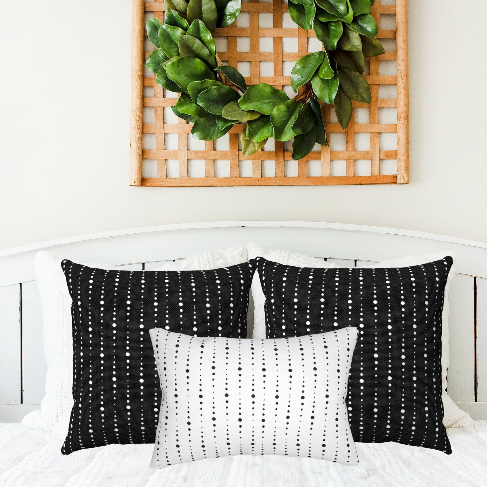 Black White Farmhouse Pillow Covers Black Modern Striped Etsy