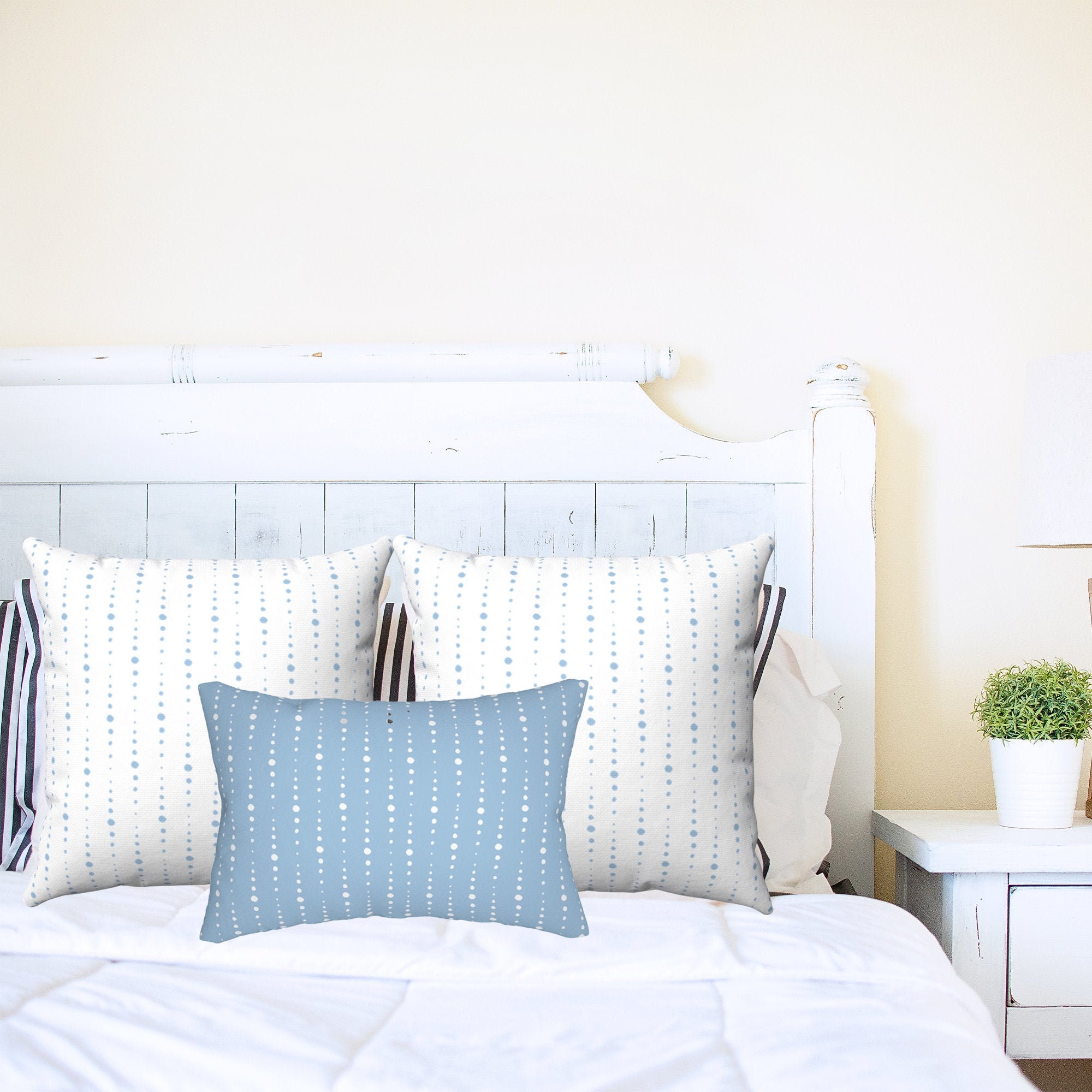 Blue Farmhouse Throw Pillows Blue And White Matching Pillow Etsy