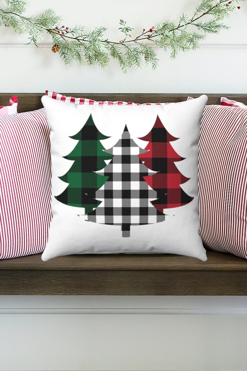 Buffalo Plaid Christmas Tree Pillow Case Plaid Christmas Etsy