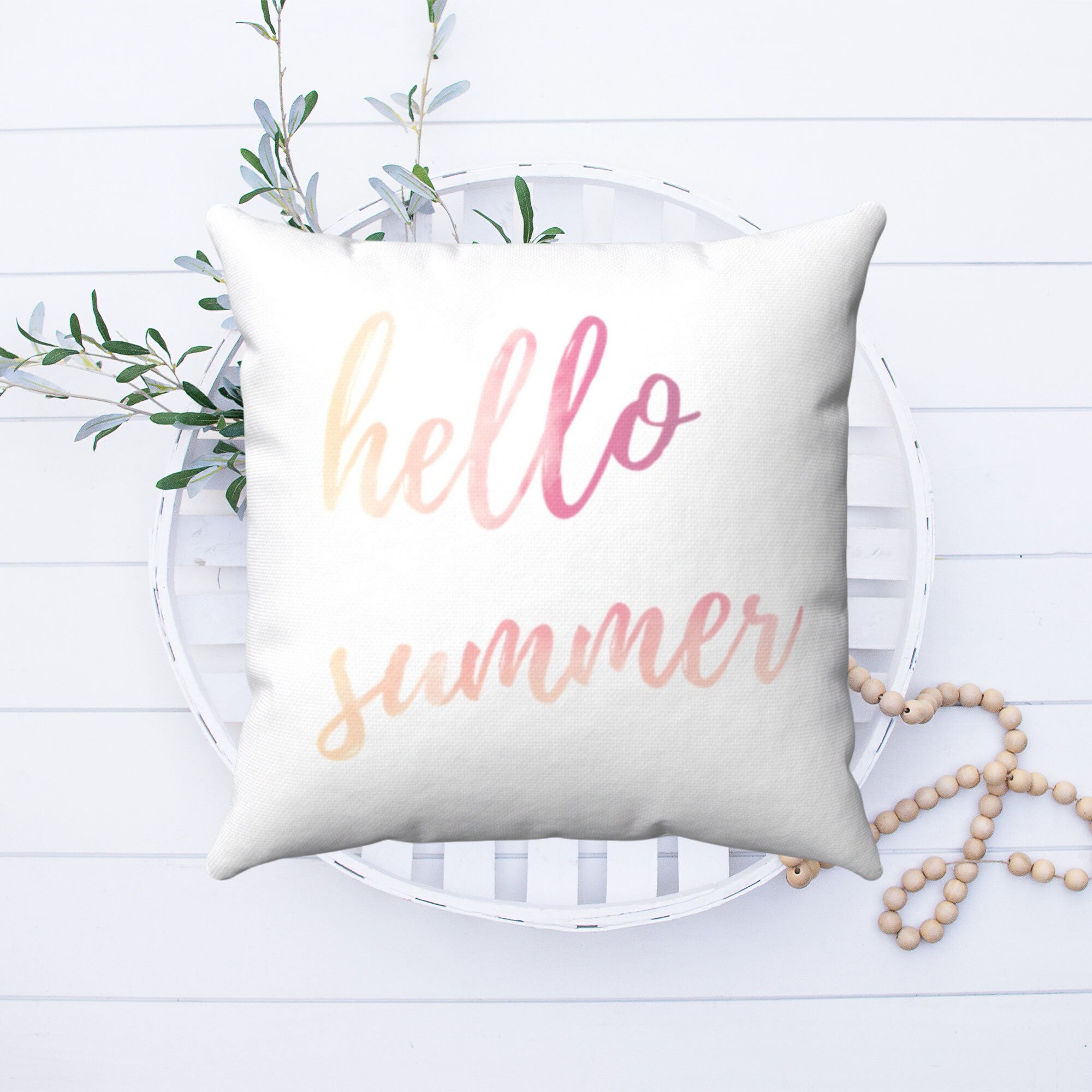 Hello Summer Pillows Beach House Pillow Cottage Chic Pillow Etsy