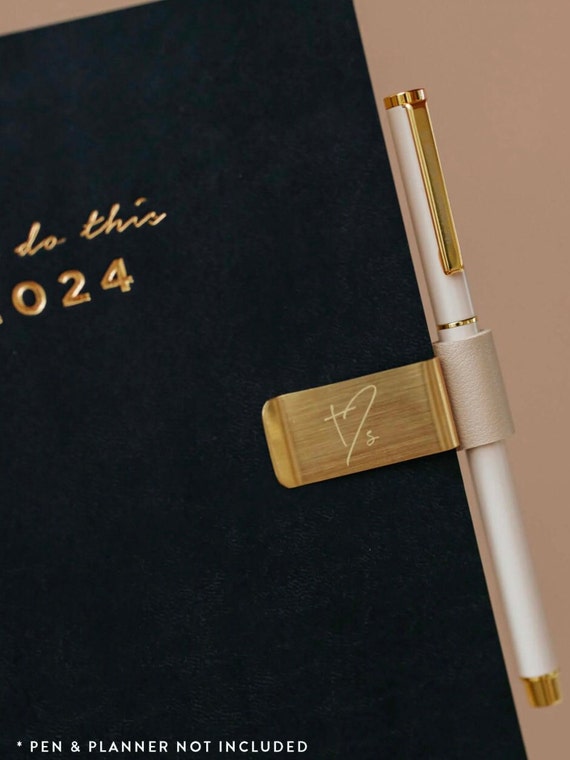 Vintage Pen Holder Clip PU Leather Pens Loop Sleeve for Notebook