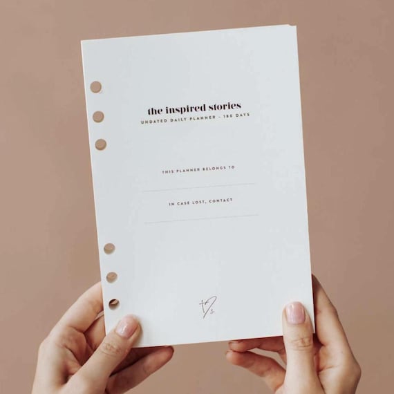 Undated DAILY planner INSERT PACK/A5 ring binder inserts
